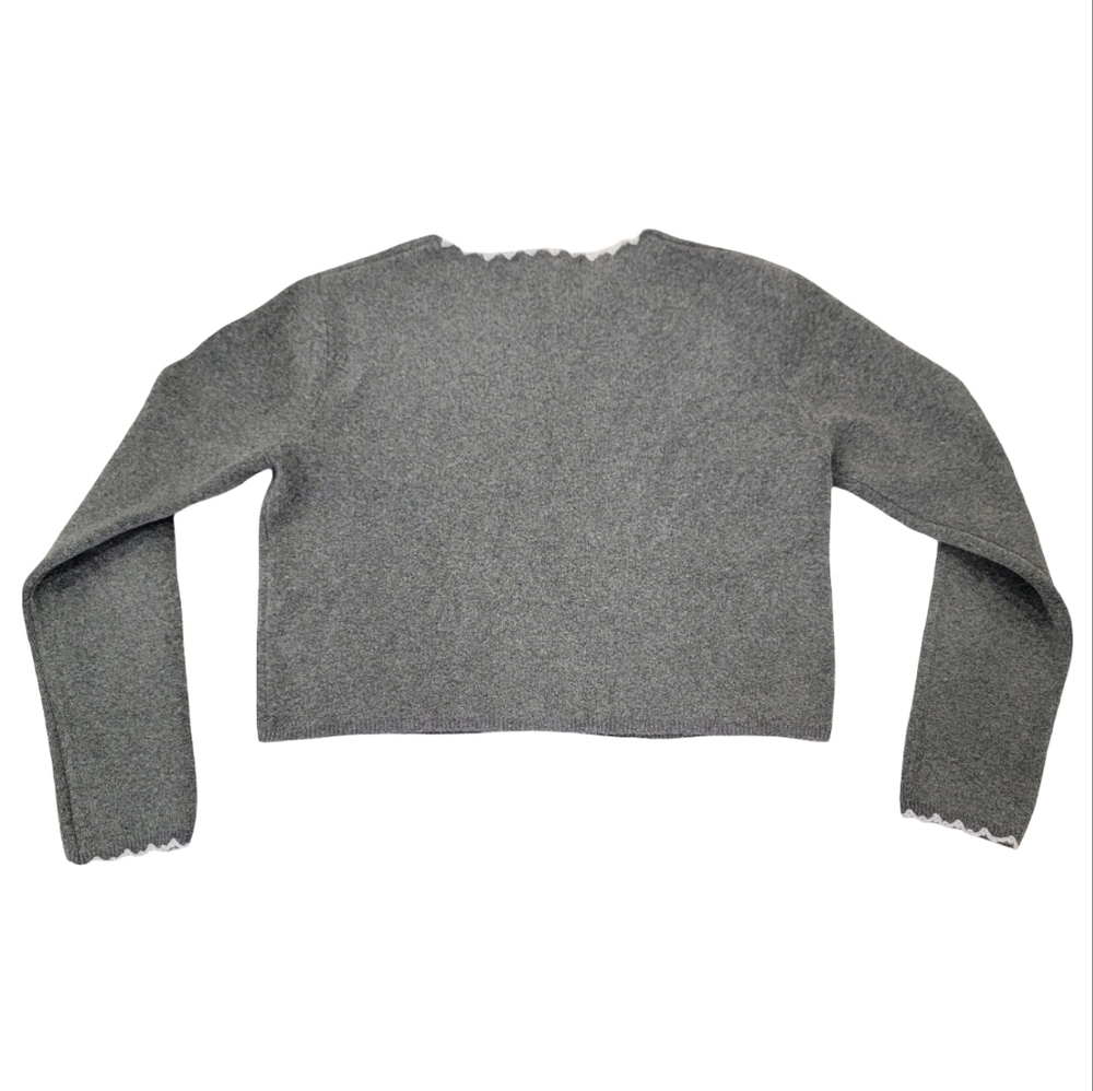 Zara Scalloped Trim Knit Cropped Cardigan Preppy Cozy Neutral Ballet-core Large - Picture 6 of 17